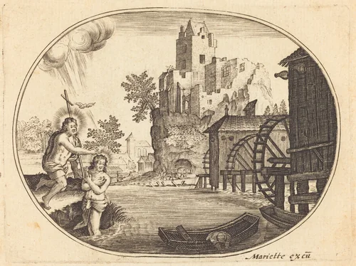 The Baptism of Christ by Balthasar Moncornet, print, 1600-1668