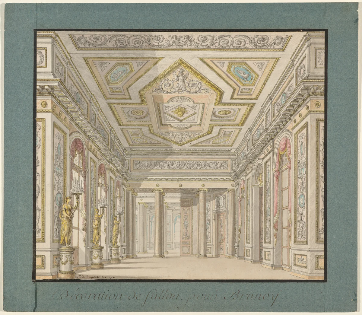 Décoration de sallon pour Brunoy (Design for the Interior of the Château de Brunoy) by Jean Démosthène Dugourc, drawing, 1781