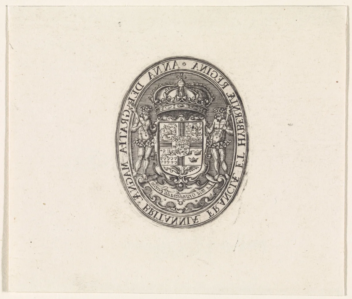 Wapenschild van Anna van Denemarken by Simon van de Passe, print, 1605-1647