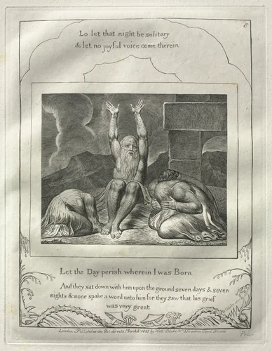 The Book of Job: No. 8, Let the Day perish wherin I was born by William Blake, print, 1825