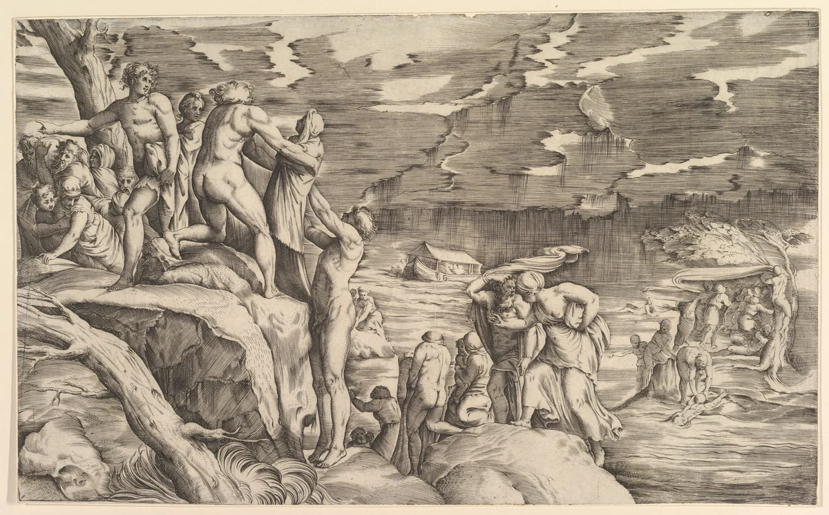 The Deluge by Battista Franco, print, 1545-1555