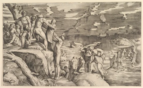 The Deluge by Battista Franco, print, 1545-1555