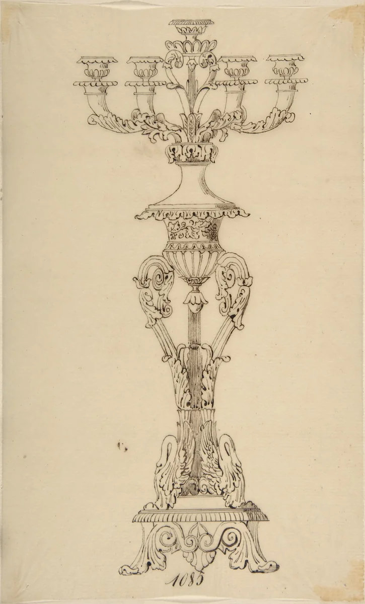Design for a Candelabra by anonymous, drawing, 1800-1899