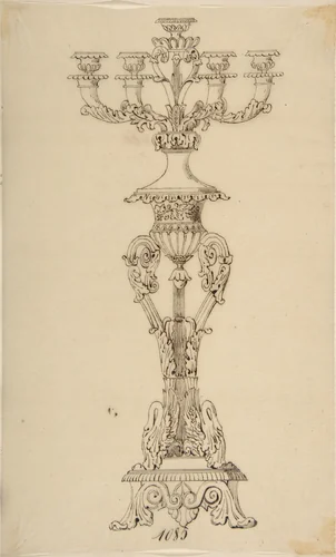 Design for a Candelabra by anonymous, drawing, 1800-1899