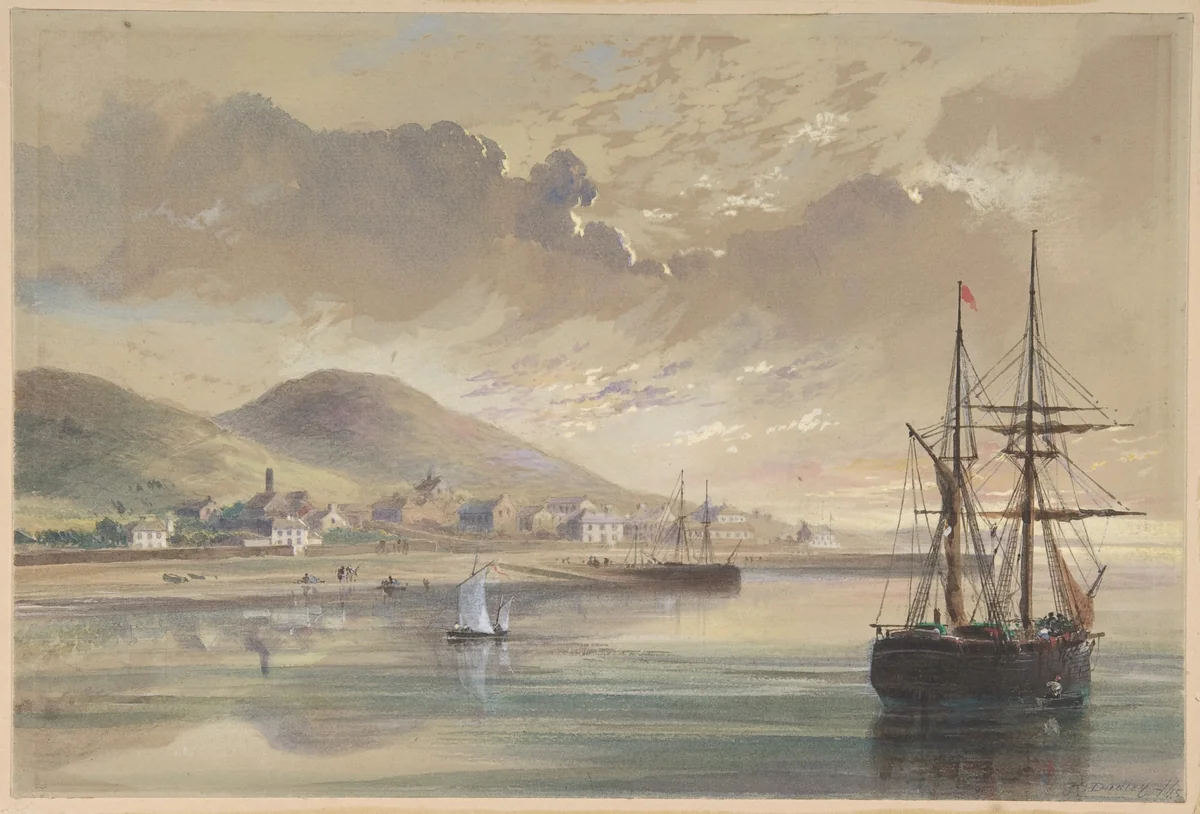 Valentia in 1857-1858 at the Time of the Laying of the Former Cable by Robert Charles Dudley, drawing, 1865