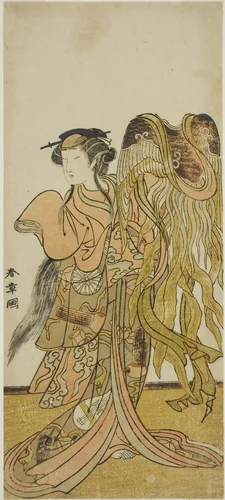 The Actor Nakamura Tomijuro I as the Courtesan Toyama of Tsuruga in the Play Keisei Tsuki no Miyako, Performed at the Morita Theater in the Eighth Month, 1775 by Katsukawa Shunsho (勝川 春章), print, 1770-1780