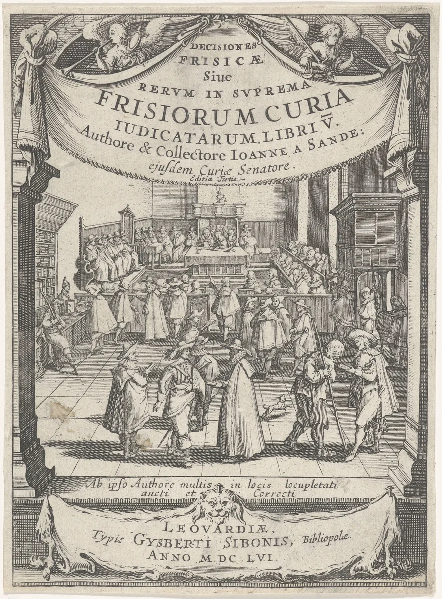 Interieur van een rechtbank by J. Hermans, print, 1656