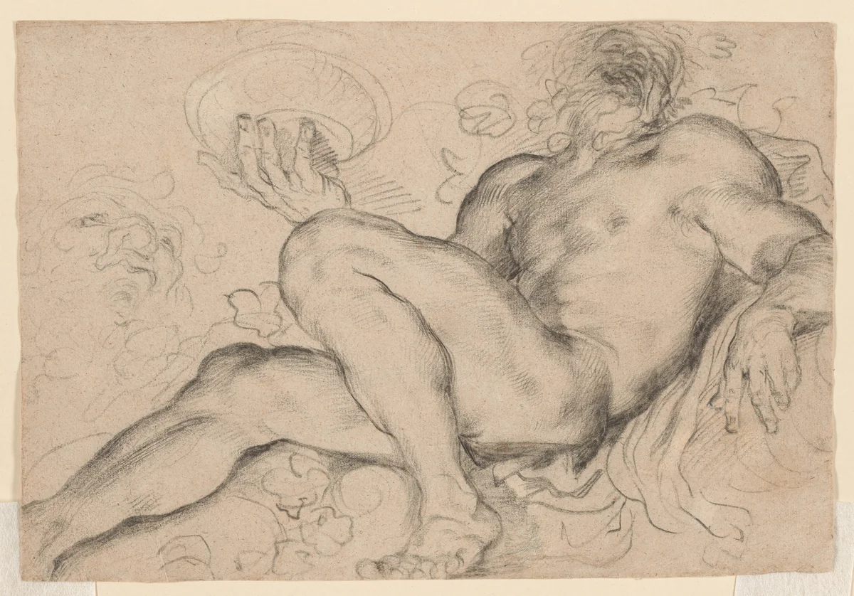 Study for Bacchus or Silenus by Domenico Maria Canuti, drawing, 1660-1670