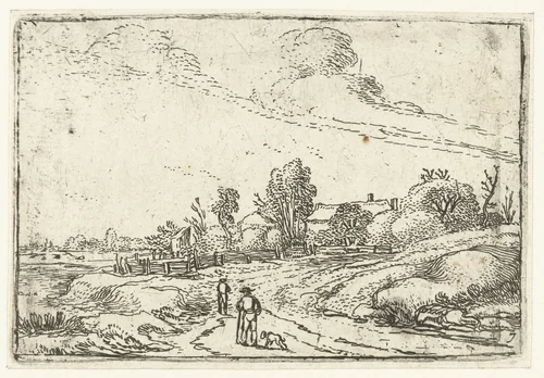 Pad langs een boerderij by Esaias van de Velde, print, 1615-1616