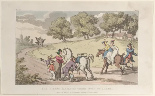The Vicar's Family on their Road to Church, from "The Vicar of Wakefield" by Thomas Rowlandson, print, 1817