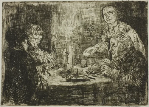 The Supper by Alphonse Legros, print, 1861