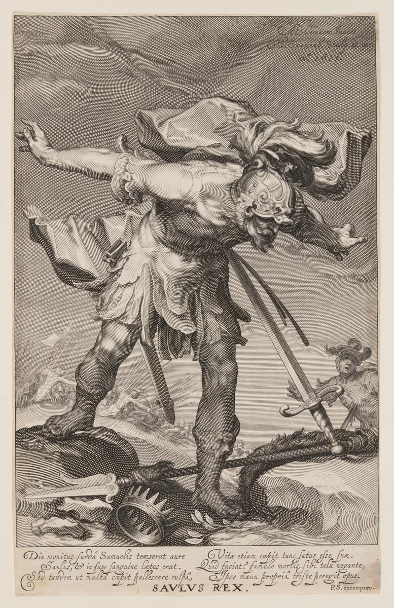 Saulus Rex, from Sinners of the Old and New Testament by Willem van Swanenburgh Abraham Bloemaert, print, 1611