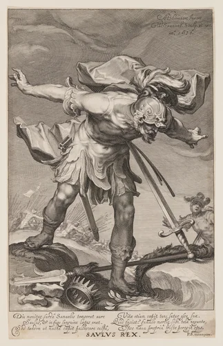 Saulus Rex, from Sinners of the Old and New Testament by Willem van Swanenburgh Abraham Bloemaert, print, 1611