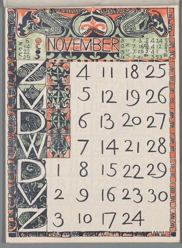 Kalenderblad november 1900 by Carel Adolph Lion Cachet, print, 1900