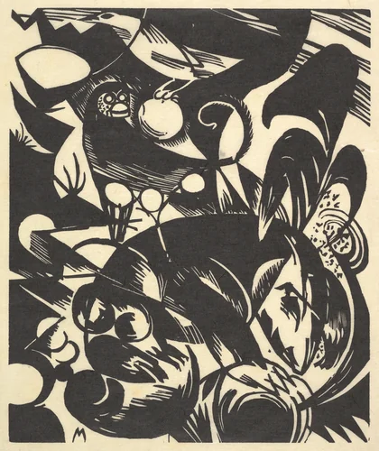 Creation I from the portfolio "New European Graphics, Portfolio III: German Artists" [Schöpfungsgeschichte I from the portfolio Neue Europäische Graphik III: Deutsche Künstler] by Franz Marc, print, 1914