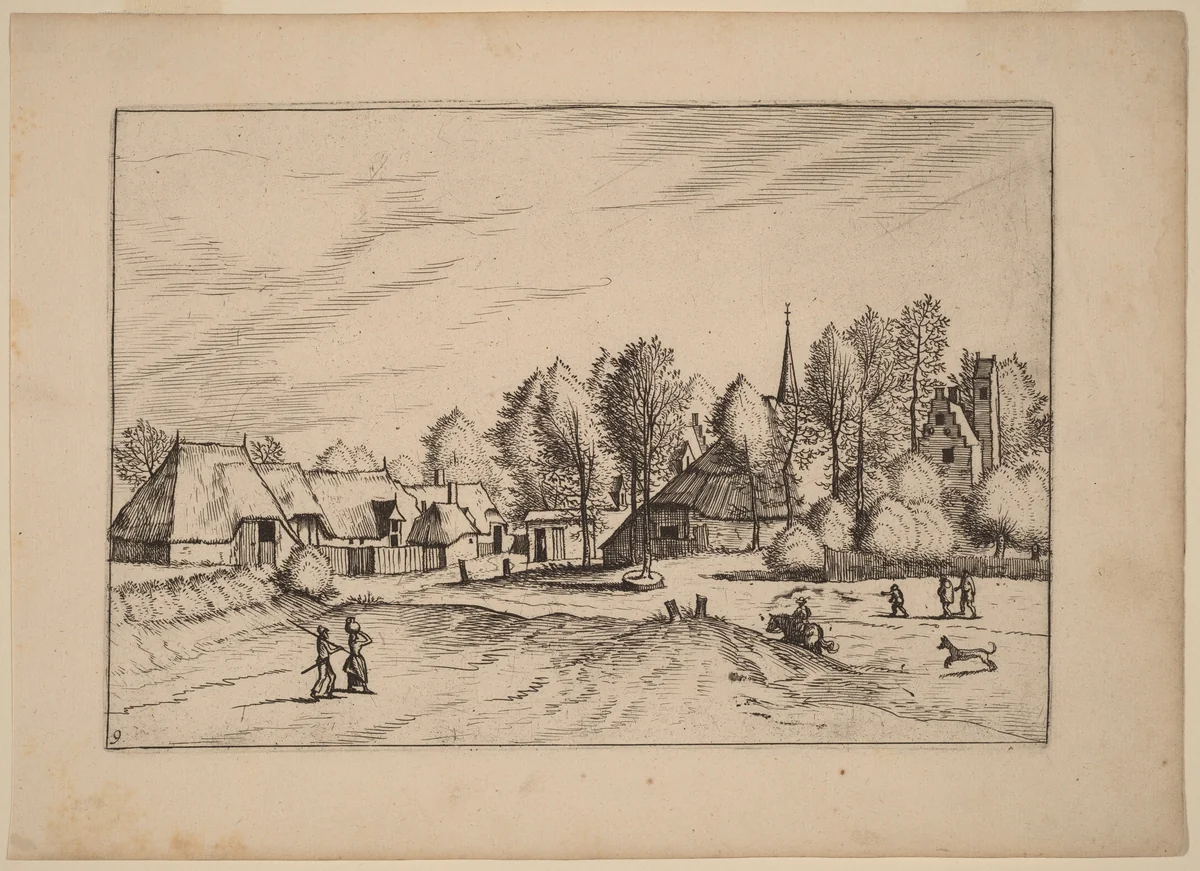 Country Village with Church Tower by Lucas van Doetechum
Johannes van Doetechum the Elder
Master of the Small Landscapes, print, 1676