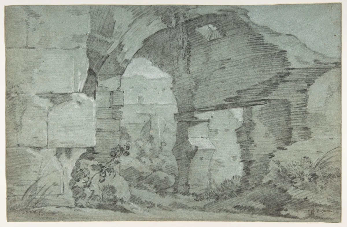 View of the Colosseum by Joseph-Marie Vien, drawing, 1739-1755