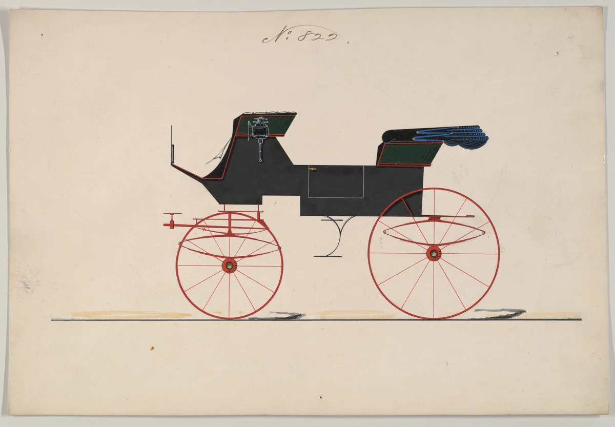 Design for Phaeton, no. 822 by Brewster & Co., drawing, 1875-1885