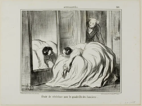 Study of Reverence for the Quadrille of the Lancers, plate 380 from Actualités by Honoré-Victorin Daumier, print, 1857