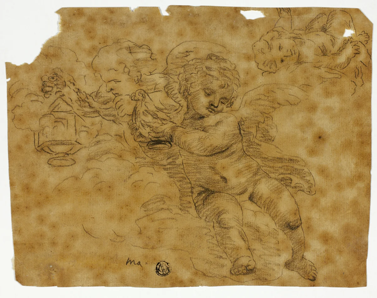 Cherubs with Censers by Unknown Artist, drawing, 1700-1799