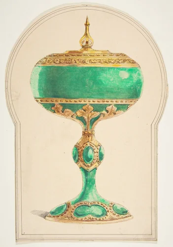 Design for a Chalice with Lid by anonymous, drawing, 1800-1899