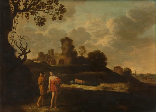 Arcadian Landscape with Herdsmen and Cattle by Dirck Dalens, painting, 1630