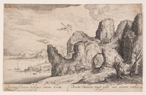 Landscape with the Fall of Icarus, from Landscapes by Jacques de Gheyn II, print, 1605-1615