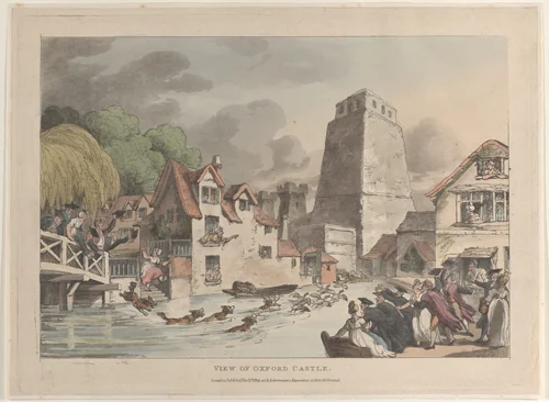 View of Oxford Castle by Thomas Rowlandson, print, 1809