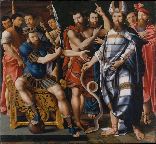Moses and Aaron before Pharaoh: An Allegory of the Dinteville Family by Master of the Dinteville Allegory, painting, 1537