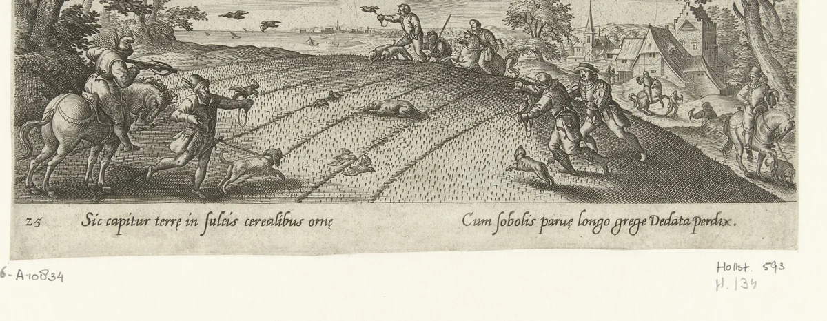 Jacht op de leeuwerik by Unknown, print, 1582-1633