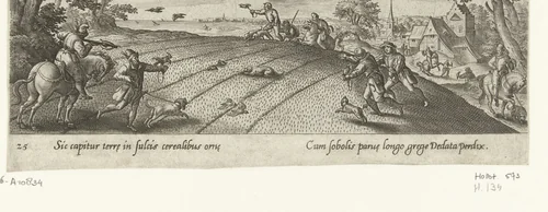 Jacht op de leeuwerik by Unknown, print, 1582-1633
