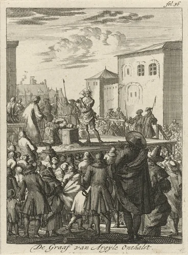 Executie van de graaf van Argyll, 1685 by Jan Luyken, print, 1689