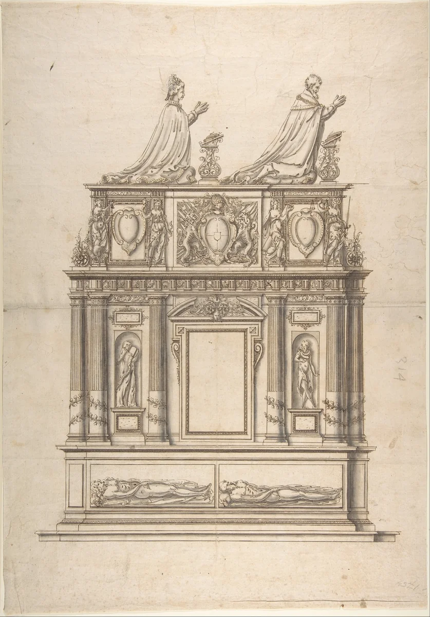 Design for a Double Tomb by anonymous, drawing, 1500-1599