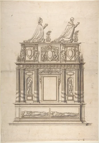 Design for a Double Tomb by anonymous, drawing, 1500-1599