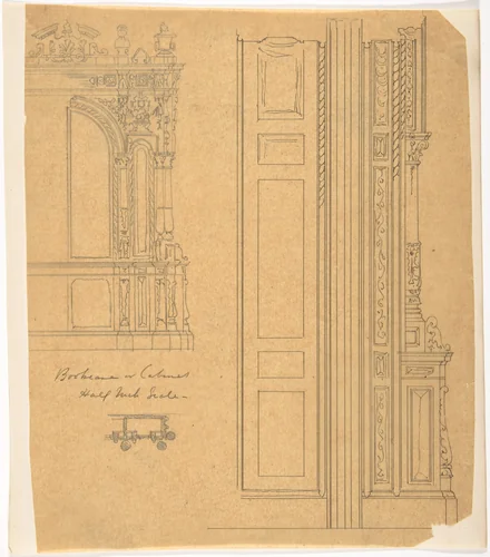 Bookcase of Cabinet Design by anonymous, drawing, 1800-1900