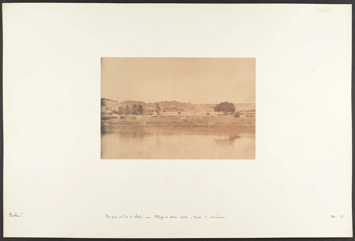 Vue prise à l'Est de Philae - Village de Abou-Kouli; Route d'Assouan by Maxime Du Camp, photograph, 1849-1850