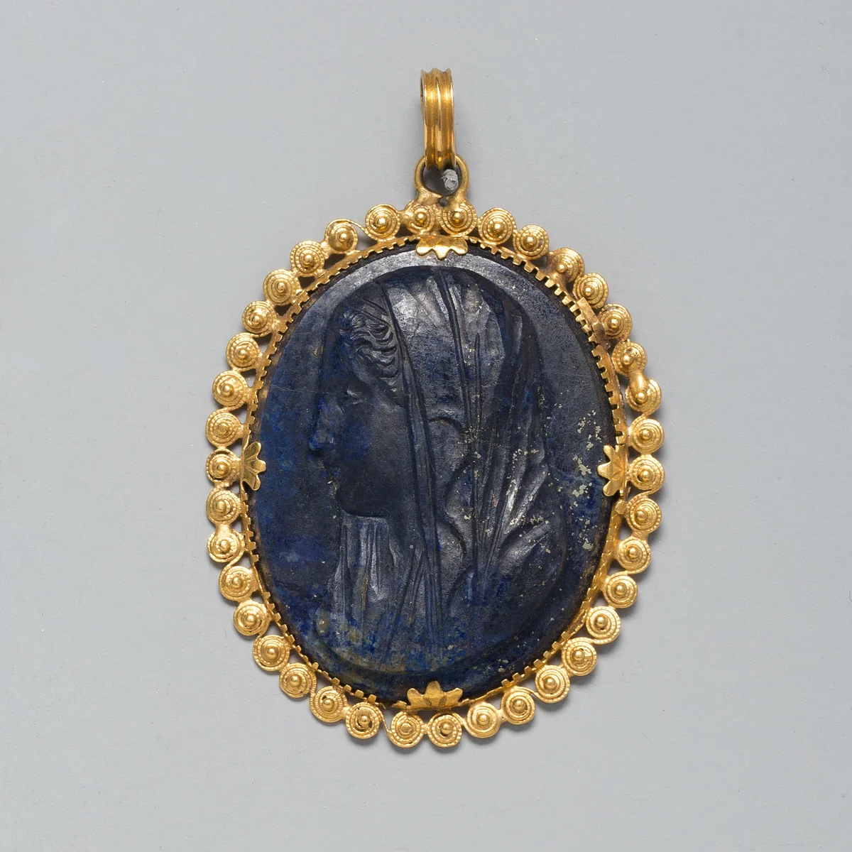 Pendant with Cameo of a Roman Woman by European, metalwork, 1800-1850
