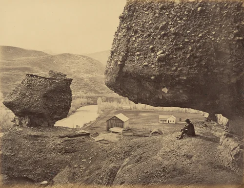 Plate 32. Hanging Rock, Foot of Echo Canon by Andrew Joseph Russell, photograph, 1869