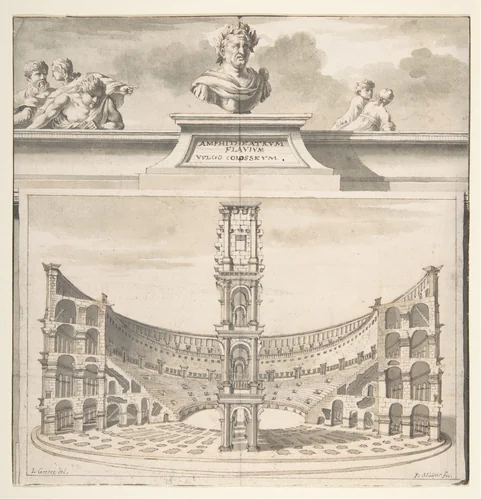 A Reconstruction of the Colosseum in Cross-Section by Jan Goeree, drawing, 1690-1704