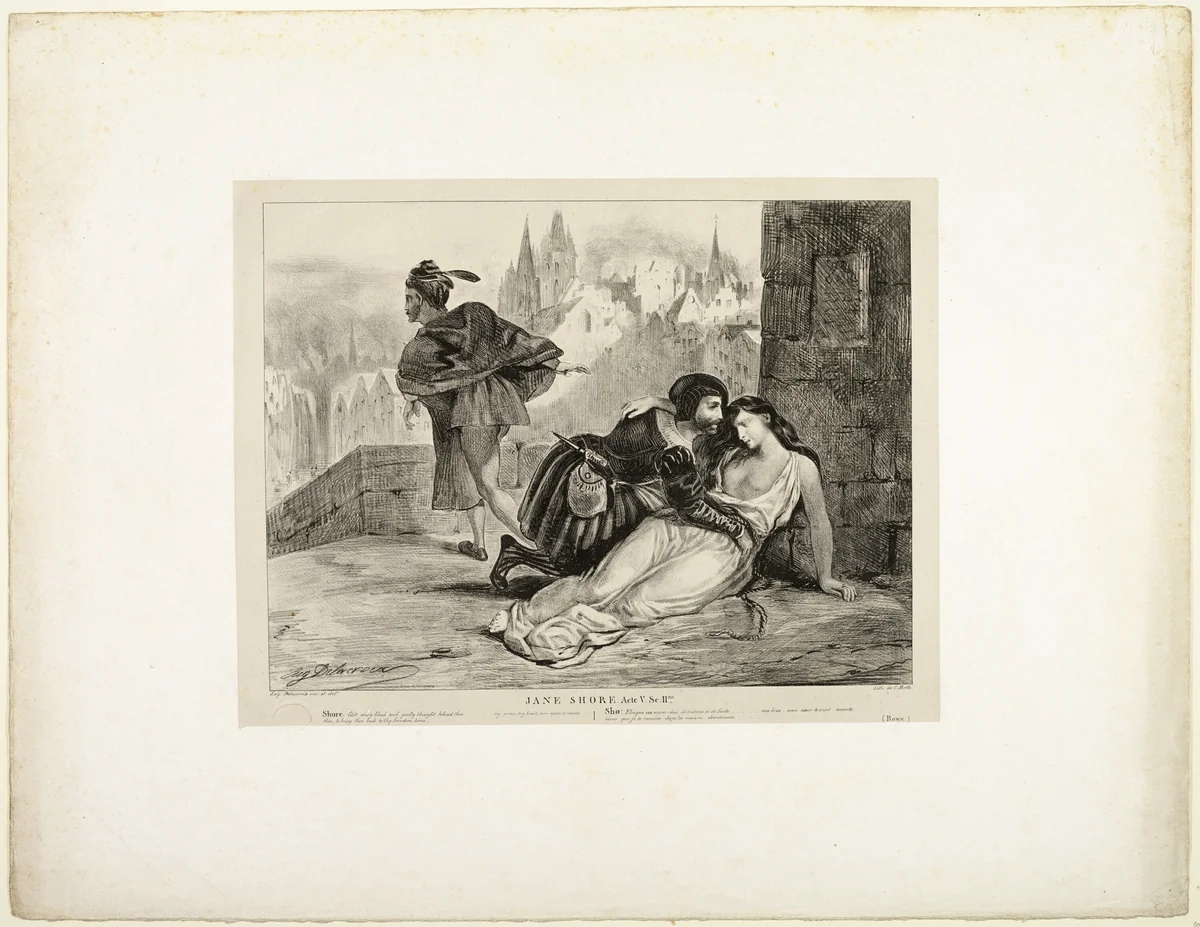 Jane Shore by Eugène Delacroix, print, 1828