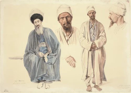 An Elderly Jew and a Muslim Tartar in the Crimea by Auguste Raffet, drawing, 1837