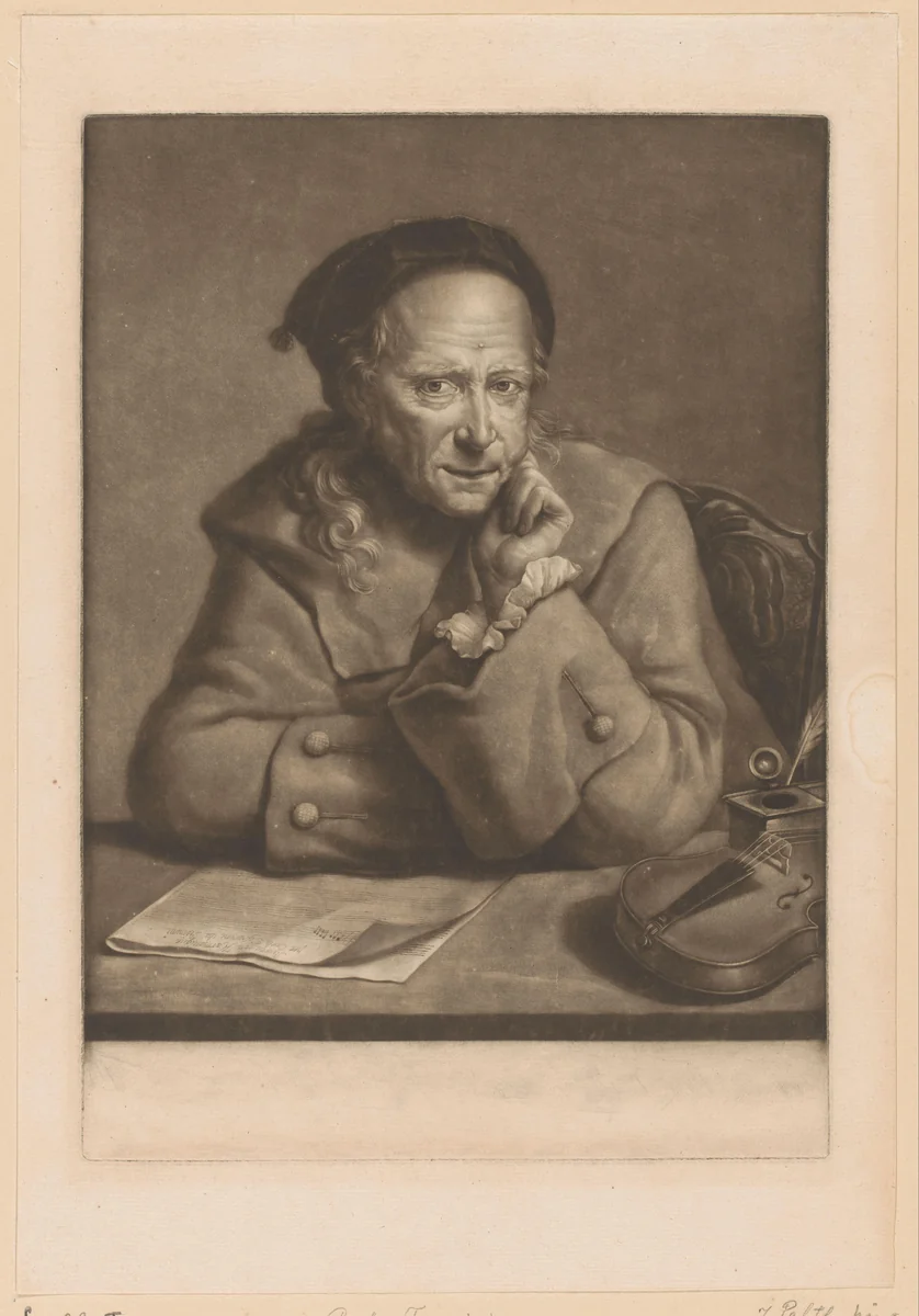 Portret van Carlo Tessarini by William Pether, print, 1741-1800