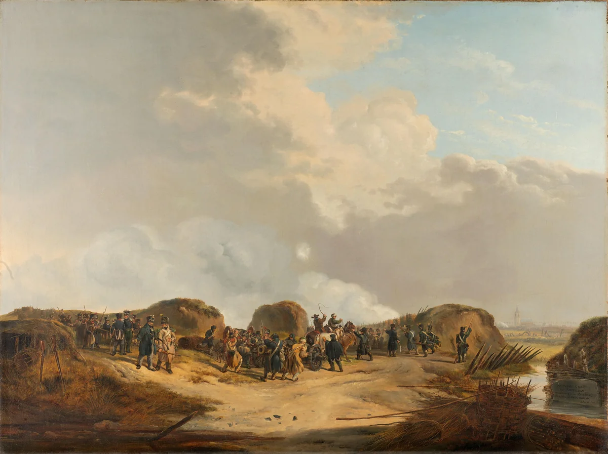 The Demilune constructed at the Siege of Naarden, April 1814 by Pieter Gerardus van Os, painting, 1814-1815