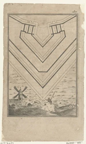 Illustratie voor 'Den Arbeid van Mars' van Allain Manesson Mallet by Romeyn de Hooghe, print, 1672