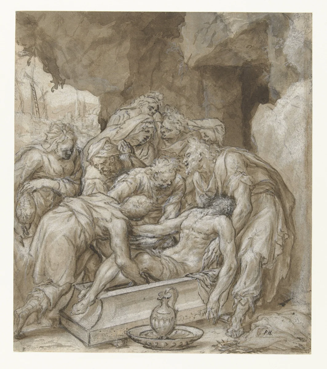 Graflegging by Dirck Barendsz, drawing, 1577-1587