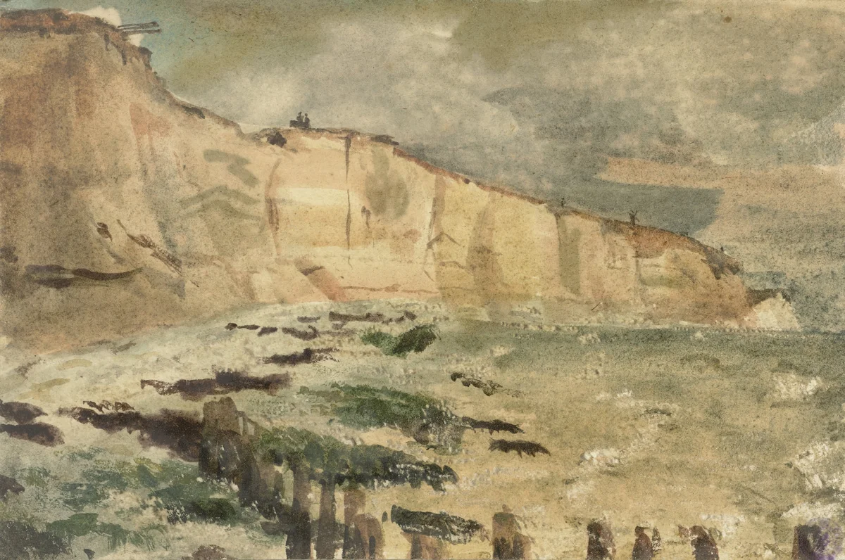 De krijtrotsen bij Dieppe by Eugène Delacroix, drawing, 1852-1855