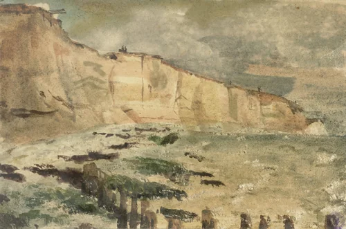 De krijtrotsen bij Dieppe by Eugène Delacroix, drawing, 1852-1855