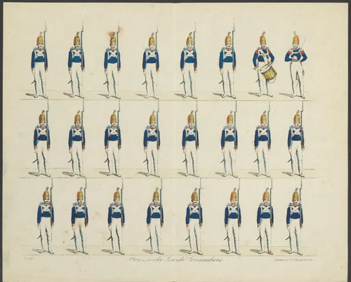 Pruisische grenadiers by anonymous, print, 1837-1868