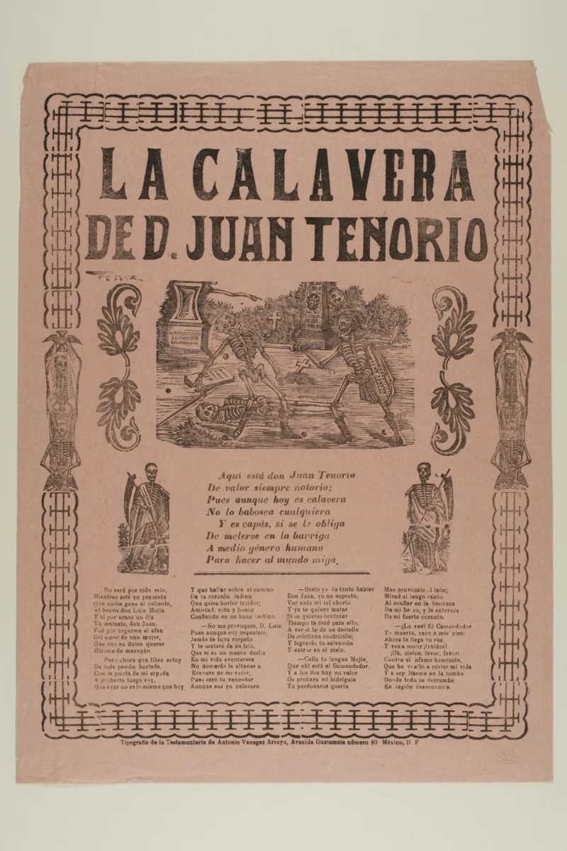 La Calavera de D. Juan Tenorio (The Calavera of D. Juan Tenorio) by Manuel Manilla, print, 1850-1900