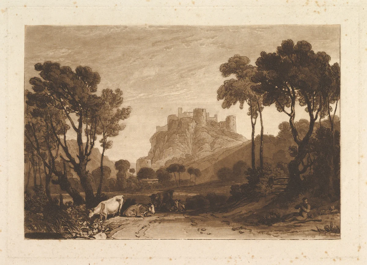 The Castle above the Meadows, part II, plate 8 from "Liber Studiorum" by Joseph Turner, print, 1808
